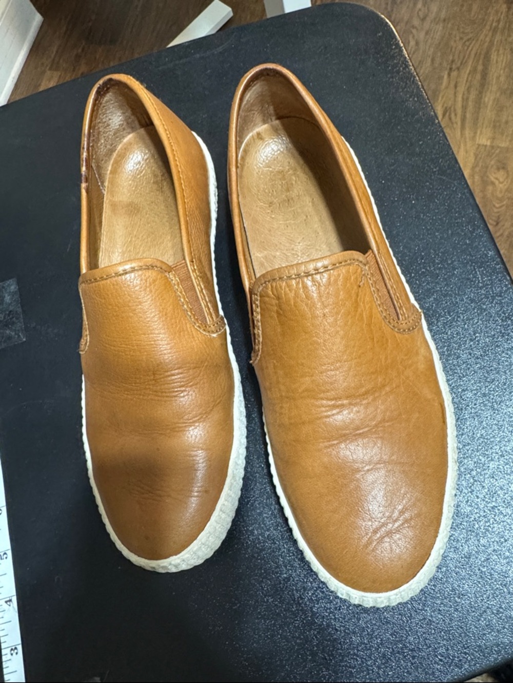 Frye Women’s Tan Leather Slip-On Espadrille Flats